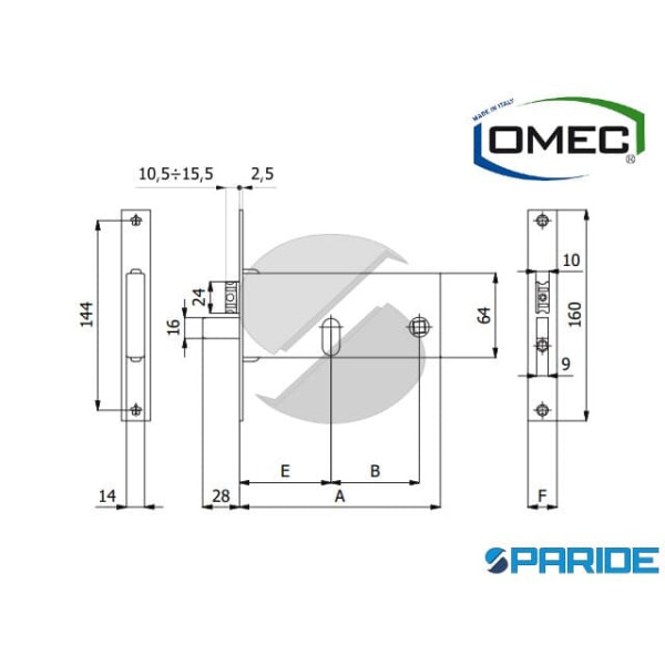 SERRATURA PER FASCE E 80 882 OMEC