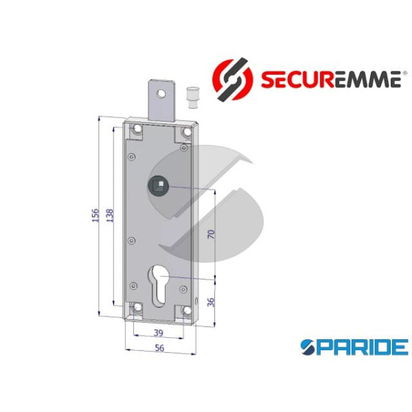 SERRATURA PER PORTE BASCULANTI A CILINDRO EUROPEO 2291XZB2070 SECUREMME