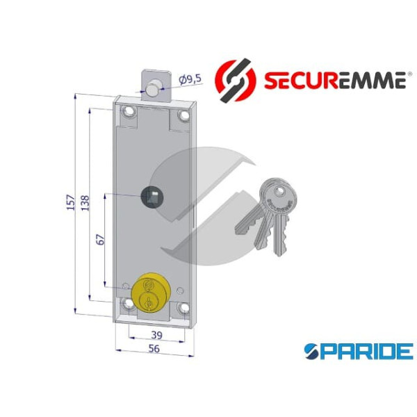 SERRATURA PER PORTE BASCULANTI A CILINDRO TONDO D 25 MM 2290XZB2008XX3 SECUREMME