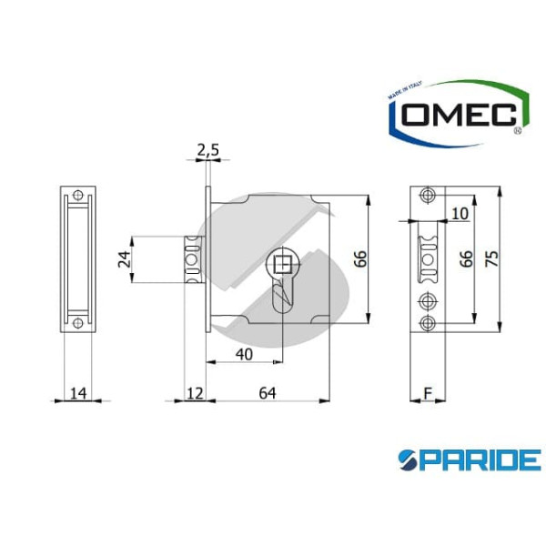 SERRATURA PER PORTE IN VETRO F 16 1242/F16 SCROCCO OMEC