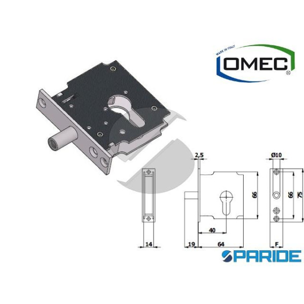 SERRATURA PER PORTE IN VETRO F 16 1244/F16 PISTONE...