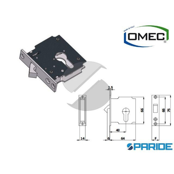 SERRATURA PER PORTE IN VETRO F 16 1246/F16 CON GAN...