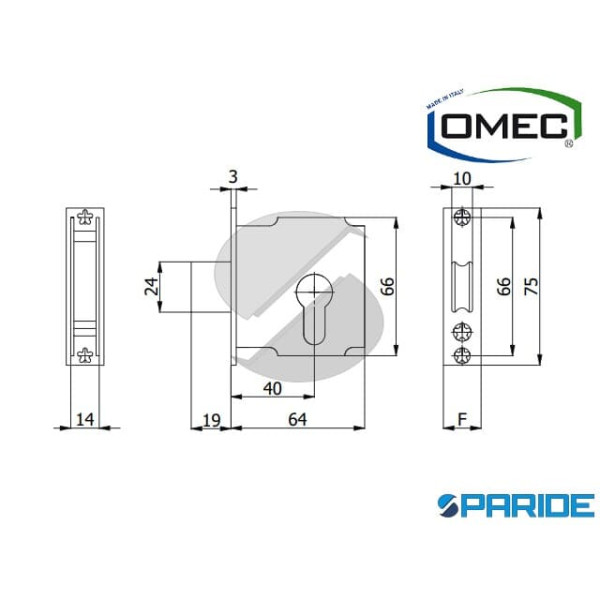 SERRATURA PER PORTE IN VETRO F 18 1241 CATENACCIO 2 MANDATE OMEC