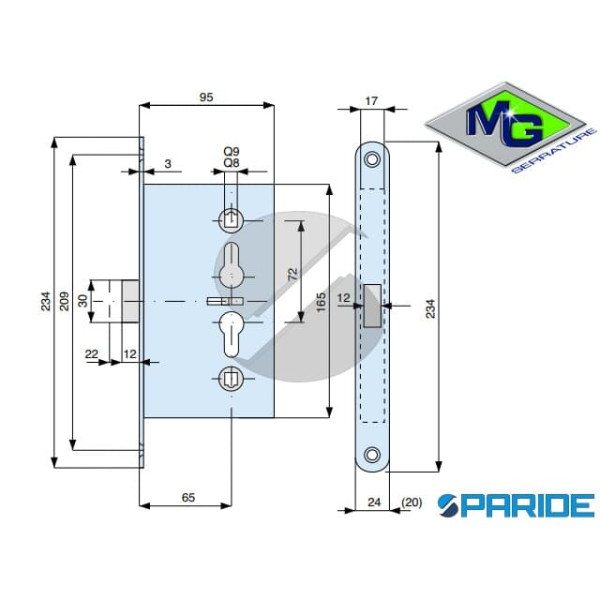 SERRATURA PER PORTE TAGLIAFUOCO 480650000 MG  F 24 MULTIUSO