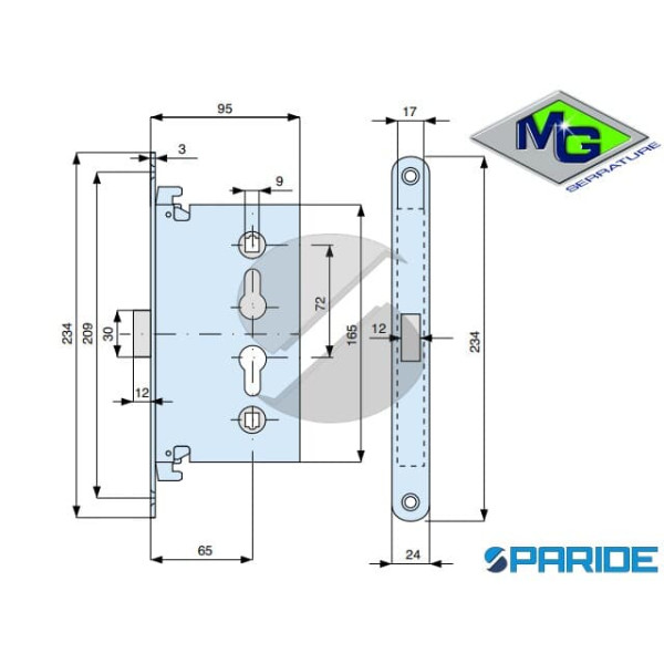 SERRATURA PER PORTE TAGLIAFUOCO 486650000 MG  F 24 MULTIUSO