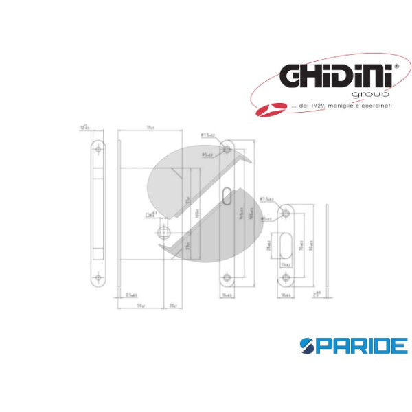 SERRATURA PER SCORREVOLE Q8 OTTONATA 13535012001 GHIDINI CON INCONTRO