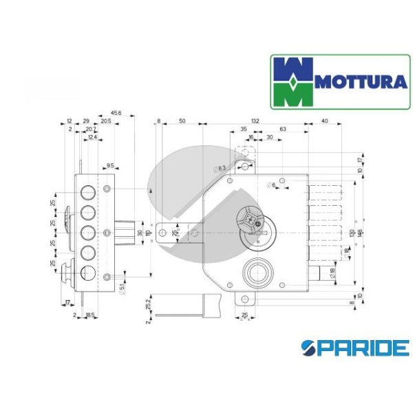 SERRATURA TRIPLICE L 60 20520VSDMX SX MOTTURA DOPPIA MAPPA