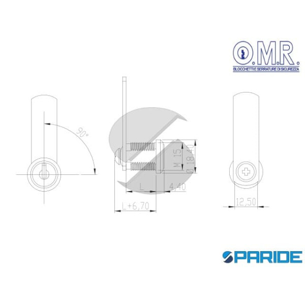 SERRATURA UNIVERSALE A LAMELLE D 15 MM L 20 MM 2 ESTRAZIONI 180 OMR NICHELATA
