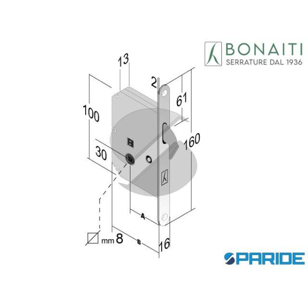 SERRATURA WC 16X160 GANCIO E 50 061 OTTONE LUCIDO ...