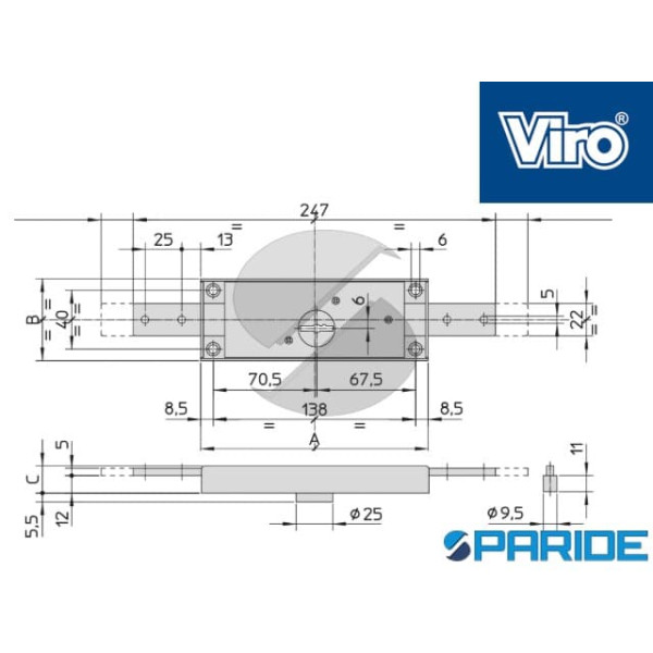 SERRATURE PER SERRANDE CENTRALE 2201 VIRO A DOPPIA MAPPA