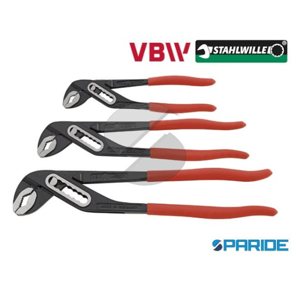 SET 3 PINZE REGOLABILI PER TUBI 966 VBW ROSSE-NERE