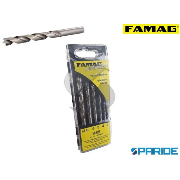 SET PUNTE ELICOIDALI PER LEGNO HSS D 3,4,5,6,8 MM ...