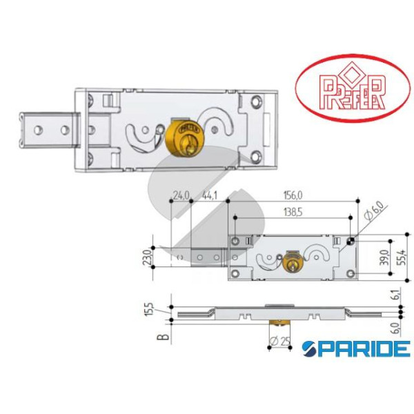 SET SERRATURE LATERALI S711 PER SERRANDE DESTRA + ...