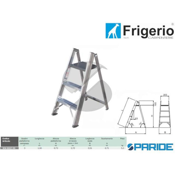 SGABELLO PIEGHEVOLE 6017\03 A 1 SALITA A 3 GRADINI...