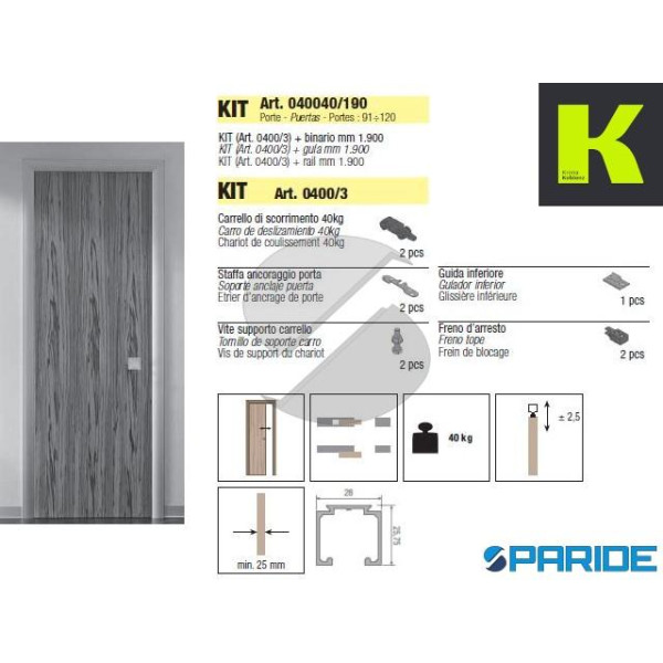 SISTEMA SYSTEM 0400\40 040040\190 SCORREVOLE PORTE...