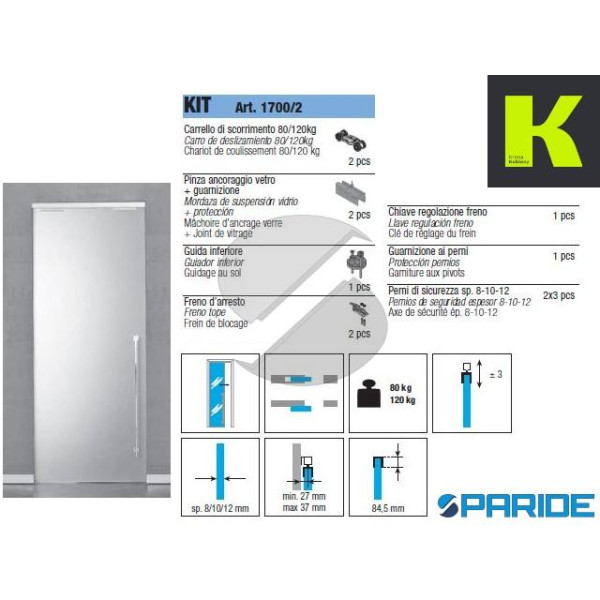 SISTEMA SYSTEM 1700\80\120 1700\2 PER PORTE IN VET...