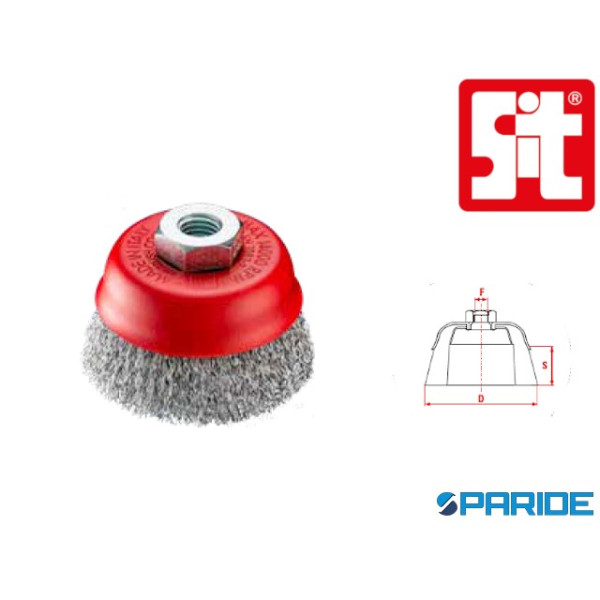 SPAZZOLA A TAZZA D 80 T80 0127 SIT IN FILO ONDULATO ACCIAIO 0.35 MM