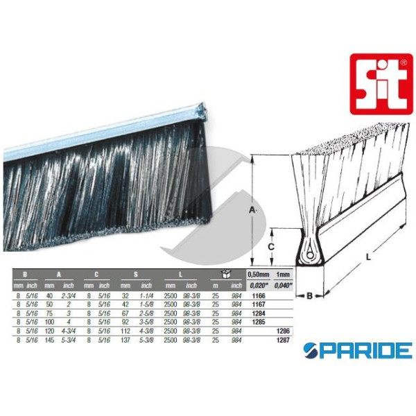 SPAZZOLINO LINEARE 1287 H 145 L 2500 MM ZINCATO PE...