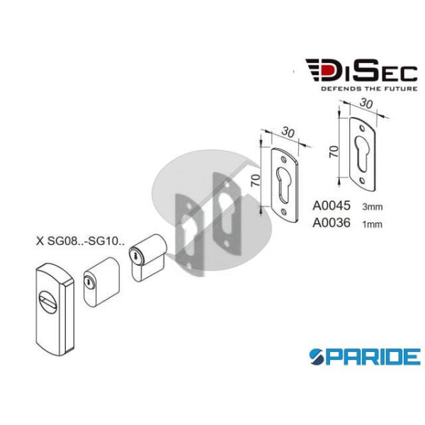SPESSORE MOSTRINA CILINDRO EUROPEO 2,5 MM A0045 DISEC ARGENTO