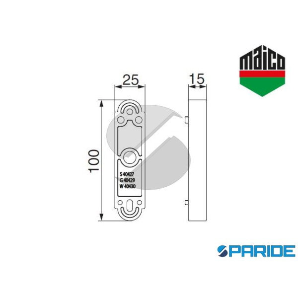 SPESSORE PER FERMAPORTE H 15 MM 25X100 40427 MAICO