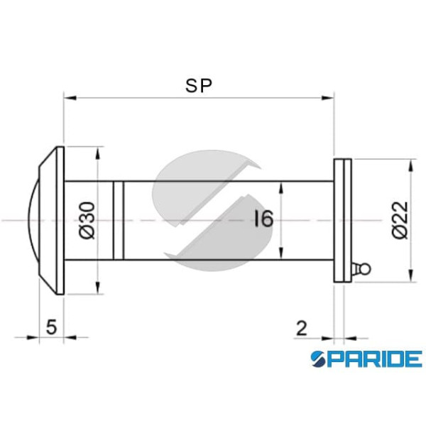 SPIONCINO PER PORTE D 16 MM 50-80 MM OTTONE LUCIDO