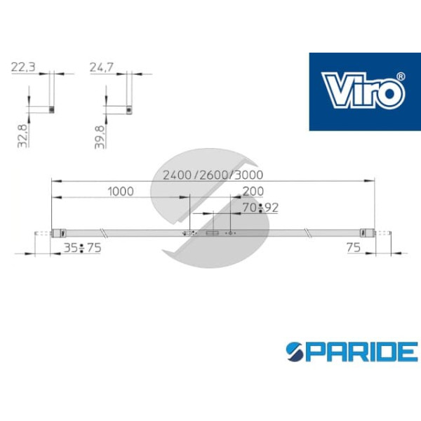 SPRANGA SICUREZZA 4008 VIRO L 2400 MM NERA CON ROSETTA 3040082400E205
