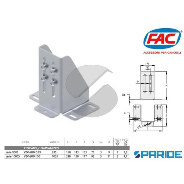 SUPPORTO BATTENTE 1035 CANCELLI AUTOPORTANTI VD160...