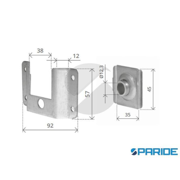 SUPPORTO CASSONETTO INNESTO 38 SBALZO 12 MM CON CU...