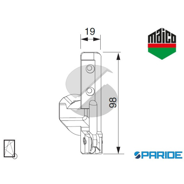 SUPPORTO CERNIERA 12\18 DESTRO 52399 MAICO AD INCASSO