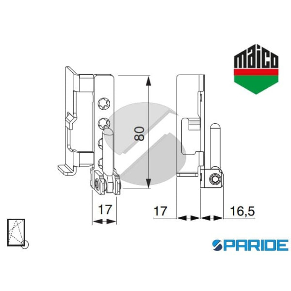 SUPPORTO CERNIERA 12\18 DESTRO 54690 MAICO IN APPOGGIO