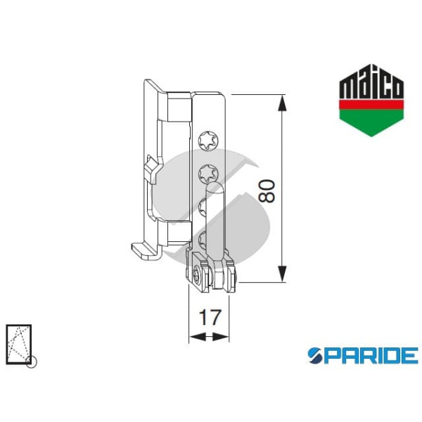 SUPPORTO CERNIERA 12\20 SINISTRO 54693 IN APPOGGIO MAICO