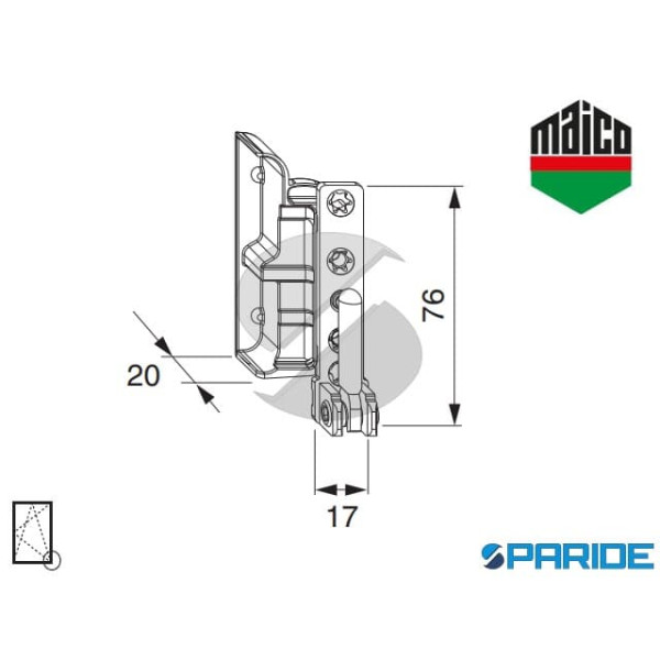 SUPPORTO CERNIERA DT130 4/18 DESTRO 55092 MAICO DOPPIA TAZZA