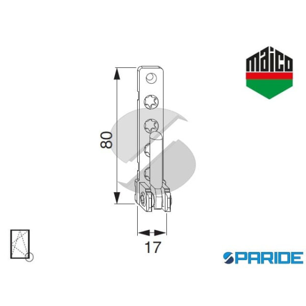 SUPPORTO CERNIERA PVC CON PERNI CORTI L 3X7 MM 52485 MAICO