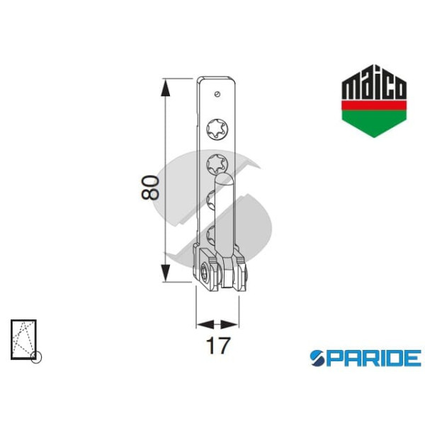 SUPPORTO CERNIERA PVC CON PERNI DI POSIZIONAMENTO 3 MM 52483 MAICO