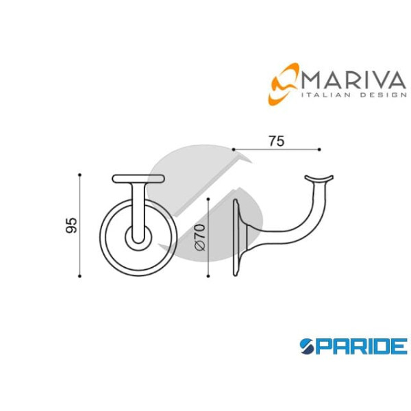 SUPPORTO CORRIMANO 112 CONCAVO OTTONE LUCIDO MARIVA