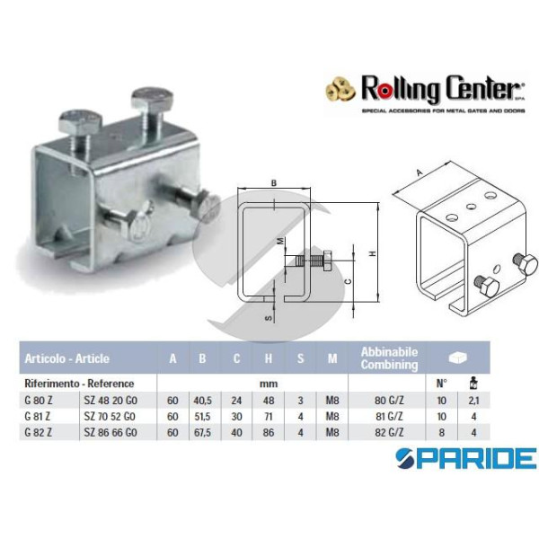 BINARIO 42X54X22 81Z ZINCATO MT 6 PER PORTONI SCORREVOLI ROLLING CENTER