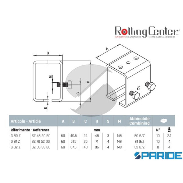 SUPPORTO GIUNZIONE G82Z MONOROTAIA ROLLING CENTER