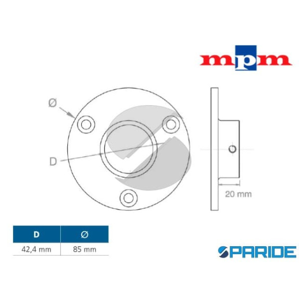 SUPPORTO PER TUBO D 42,4 MM IN ACCIAIO INOX AISI 304 SATINATO MPM