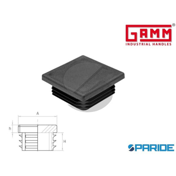 TAPPO ALETTATO QUADRO 35X35 NERO GAMM SP 1-3 MM