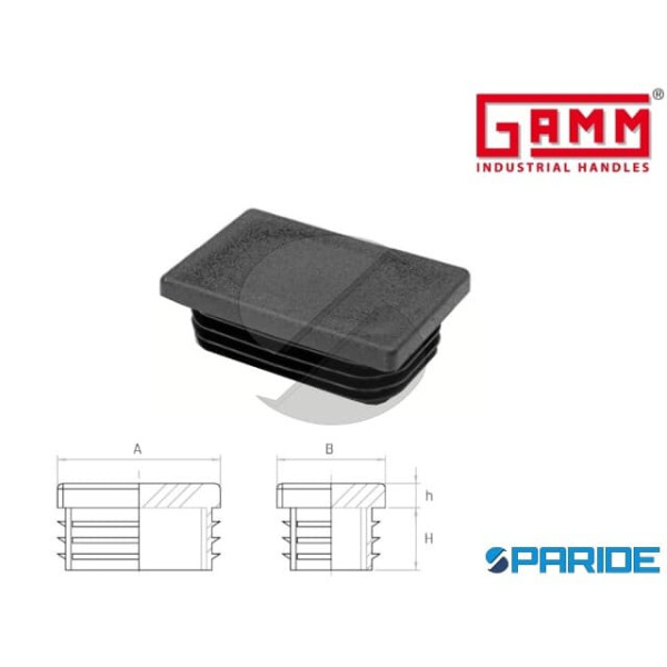 TAPPO ALETTATO RETTANGOLARE 40X20 NERO GAMM SP 1-3...