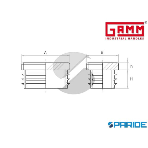 TAPPO ALETTATO RETTANGOLARE 40X30 NERO GAMM SP 1-3 MM