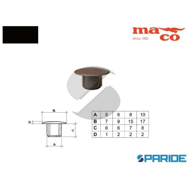 TAPPO COPRIFORO D 6 MM 0518 NERO PLASTICA MACO