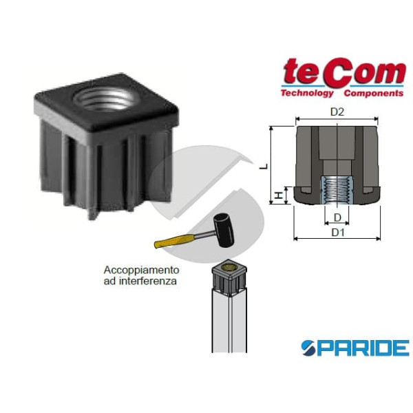 TAPPO FILETTATO QUADRO 40X40 M12 68\7242 BUSSOLA I...