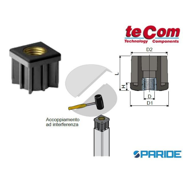 TAPPO FILETTATO QUADRO 40X40 M8 68\80714 BUSSOLA I...
