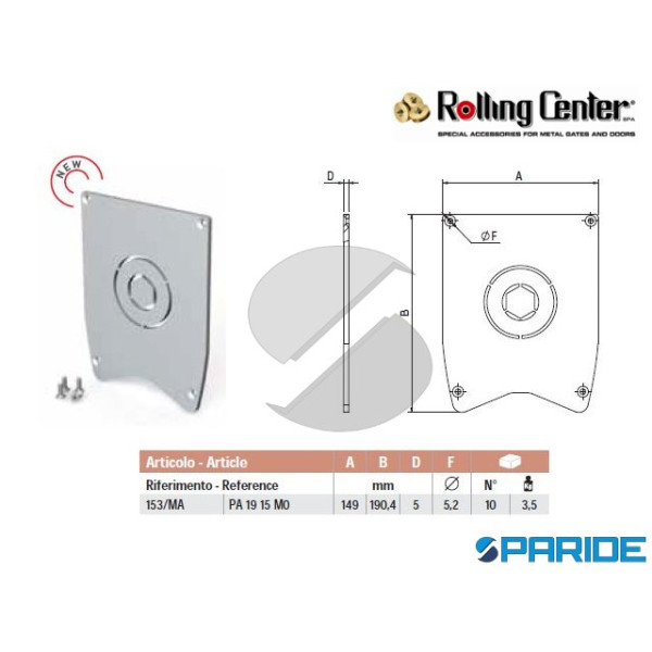 TAPPO IN ALLUMINIO 153\MA PER GUIDA MA ROLLING CEN...