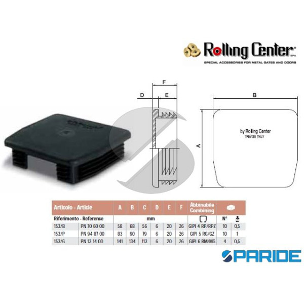 TAPPO IN NYLON 153 B PER GUIDE CANCELLI AUTOPORTAN...