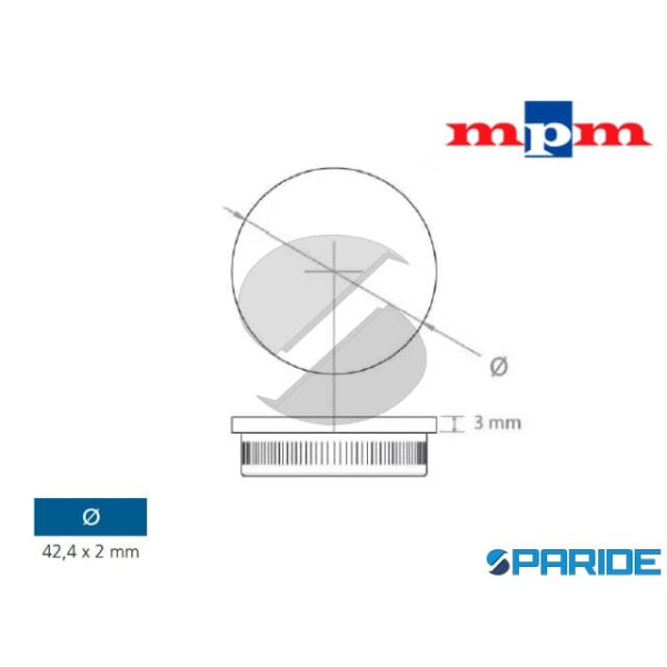 TAPPO ZIGRINATO PER TUBO 42,4 MM IN ACCIAIO INOX AISI 304 SATINATO MPM