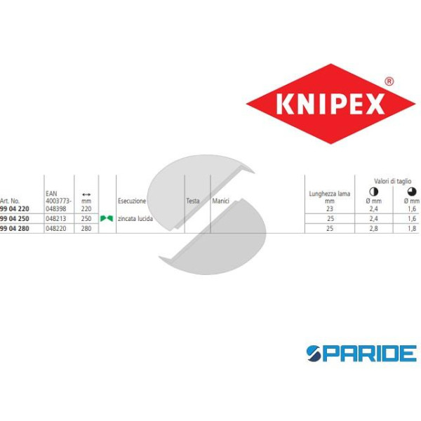 TENAGLIA PER FERRAIOLI 99 04 250 KNIPEX
