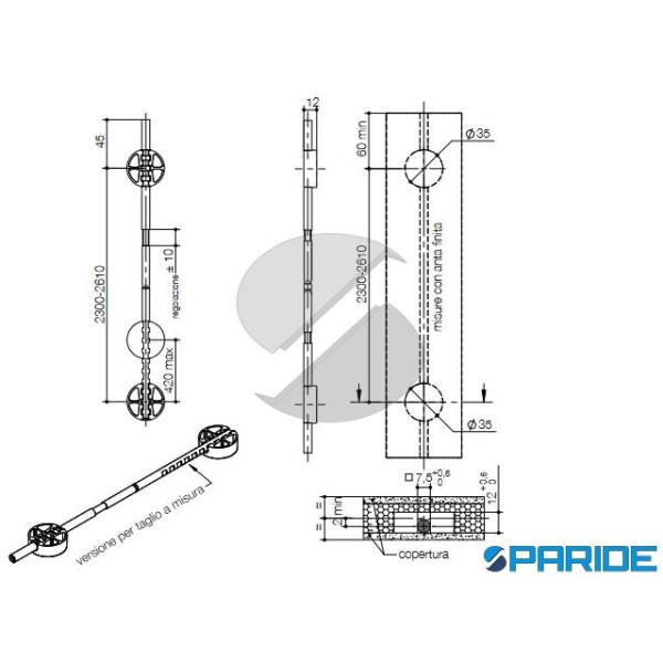 TENDITORE RADDRIZZA ANTE TN403 L 2610 MM GREZZO RE...