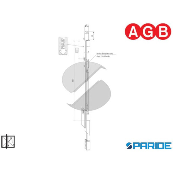 TERMINALE SUPERIORE PER SICURTOP W016900003 PUNTALE AGB